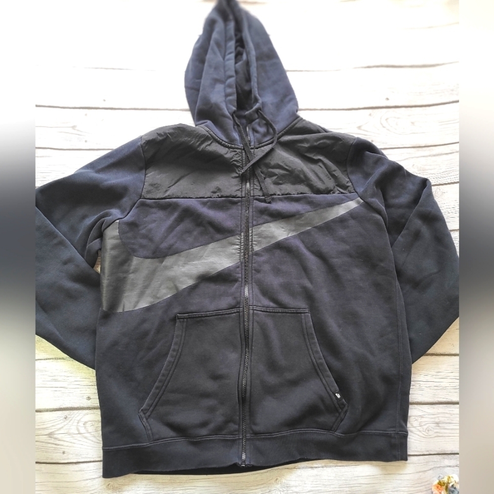 Nike Mens Black NSW Hybrid Fleece Hooded Full Zip Jacket Size XL  861712-011